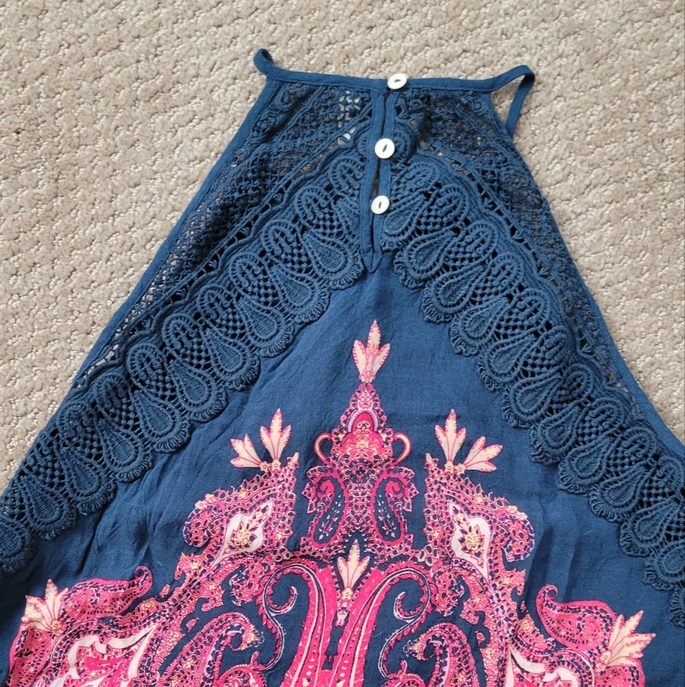 FREE PEOPLE Shea Printed Paisley Hivh Neck Slip Dress, Size XS - Picture 11 of 14